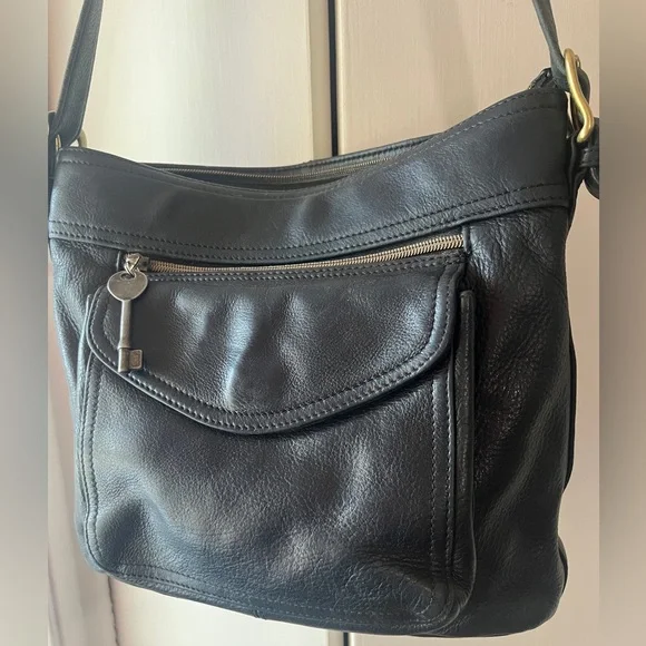 Vintage Fossil 75082 Magnetic Front Flap Pocket Leather Crossbody *broken zipper - Picture 3 of 16